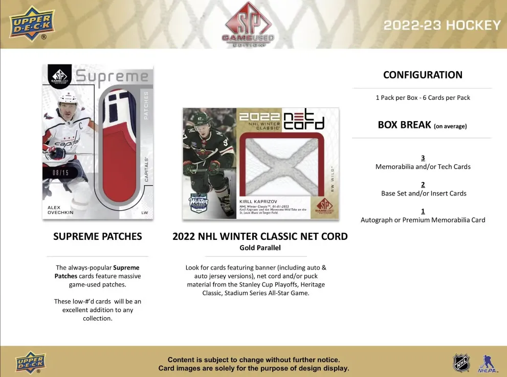 2022-23 Upper Deck SP Game Used Hockey Hobby