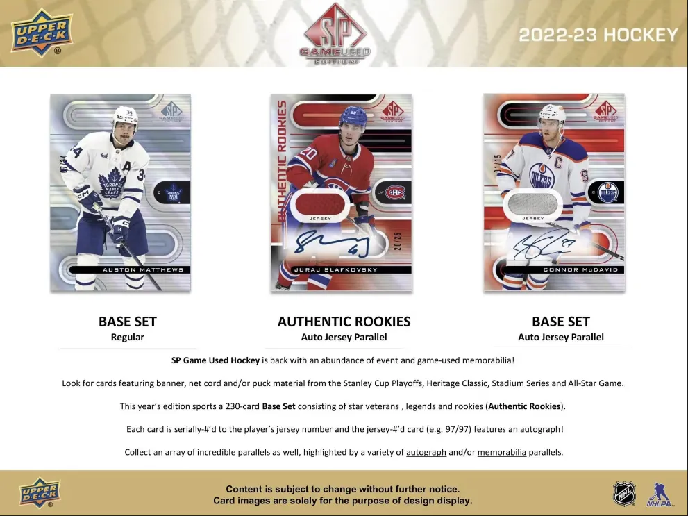 2022-23 Upper Deck SP Game Used Hockey Hobby
