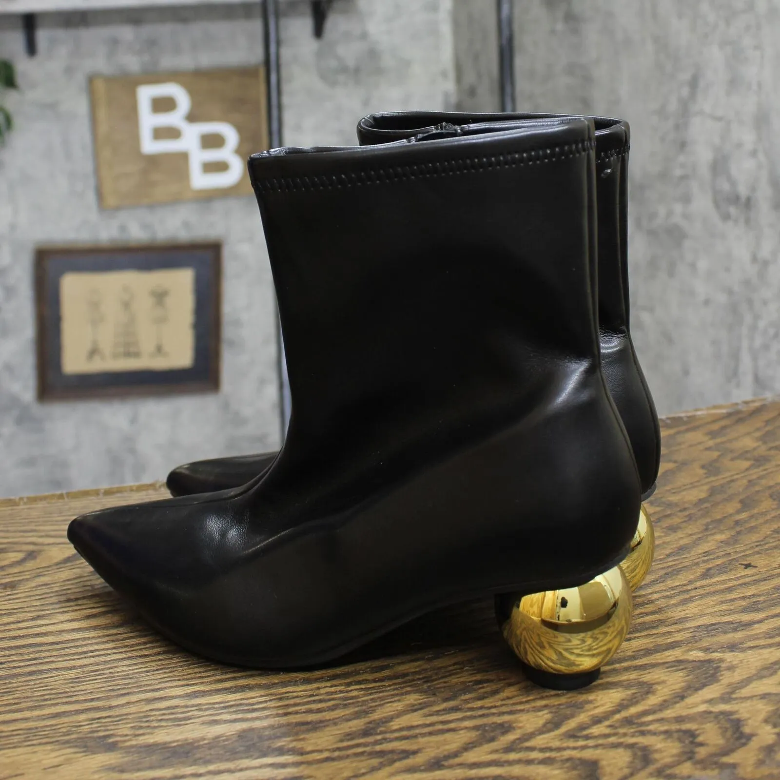 A New Day Jaz Ball Heel Stretch Ankle Boots with Memory Foam Insole Black 8.5M