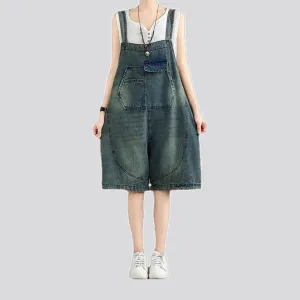 Abraded fashion baggy 90s women's jeans overall