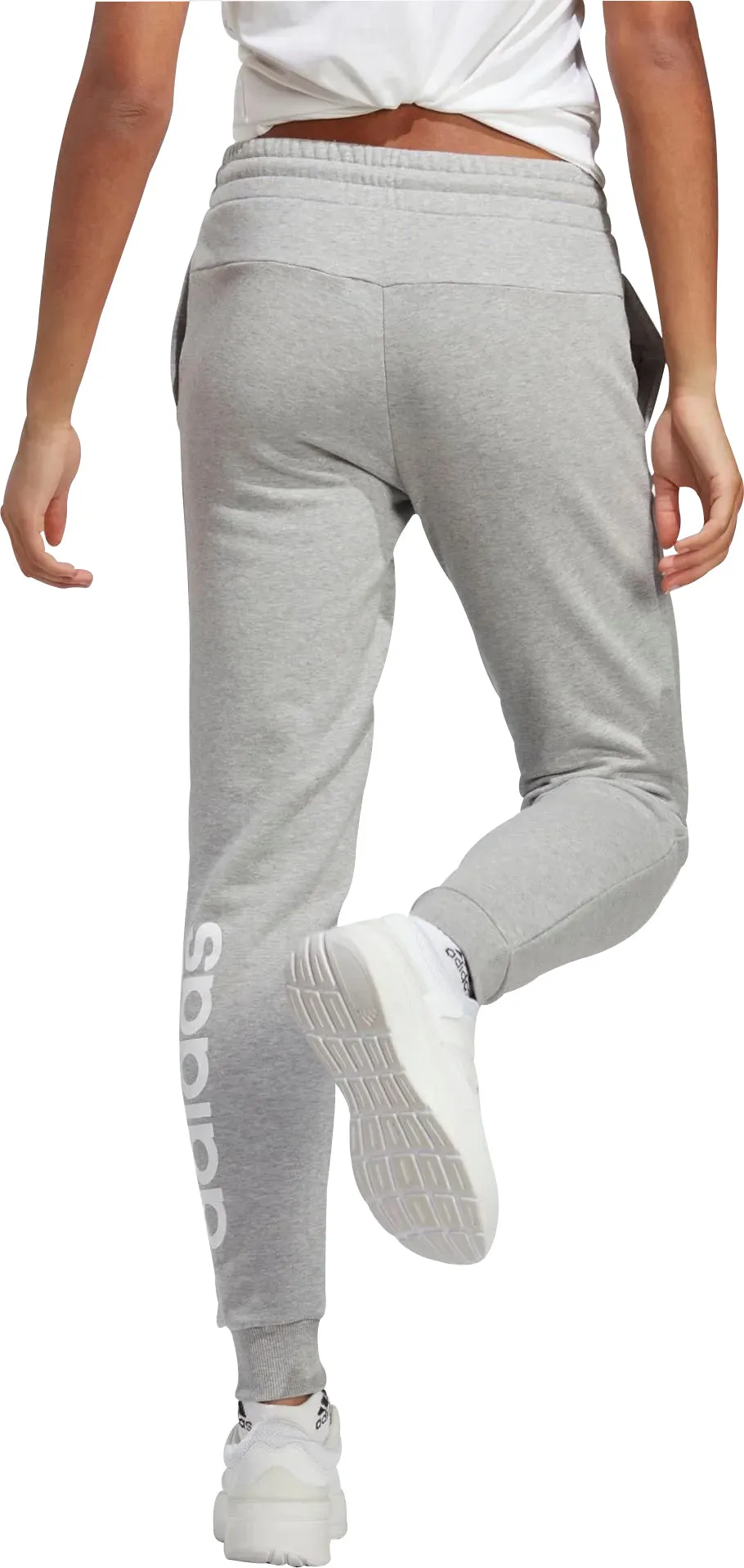 adidas Essentials Linear French Terry Womens Cuffed Joggers - Grey