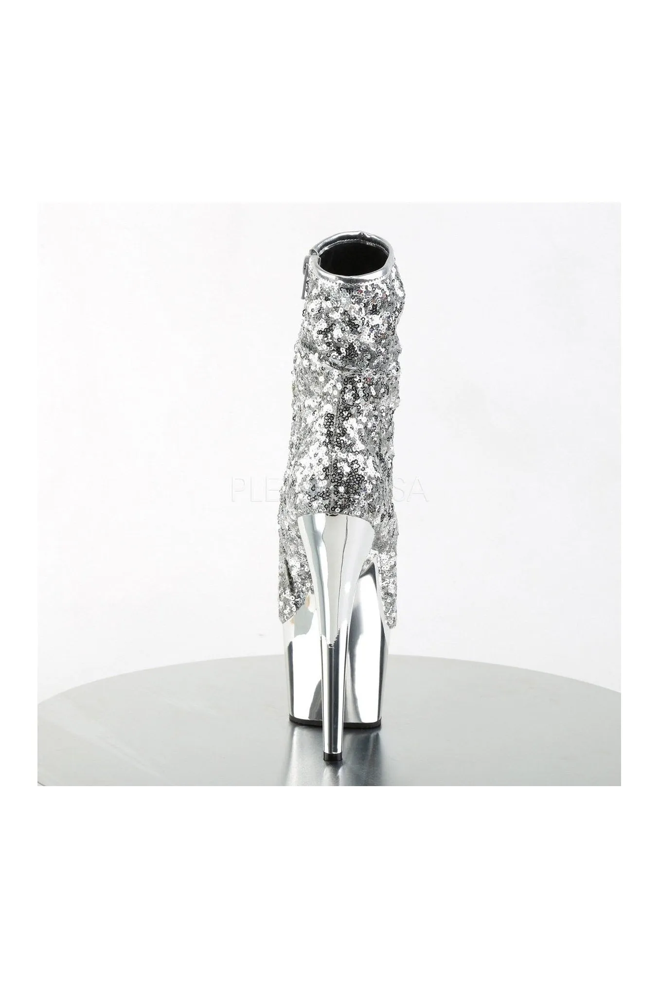 ADORE-1008SQ Platform Boot  | Silver Sequins