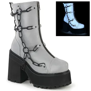 ASSAULT-66  Grey Reflective Vegan Leather