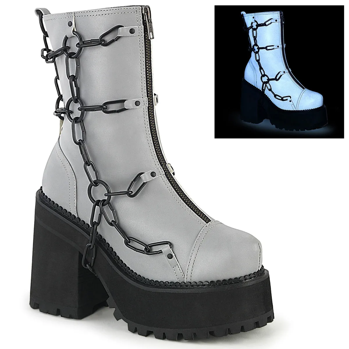 ASSAULT-66  Grey Reflective Vegan Leather