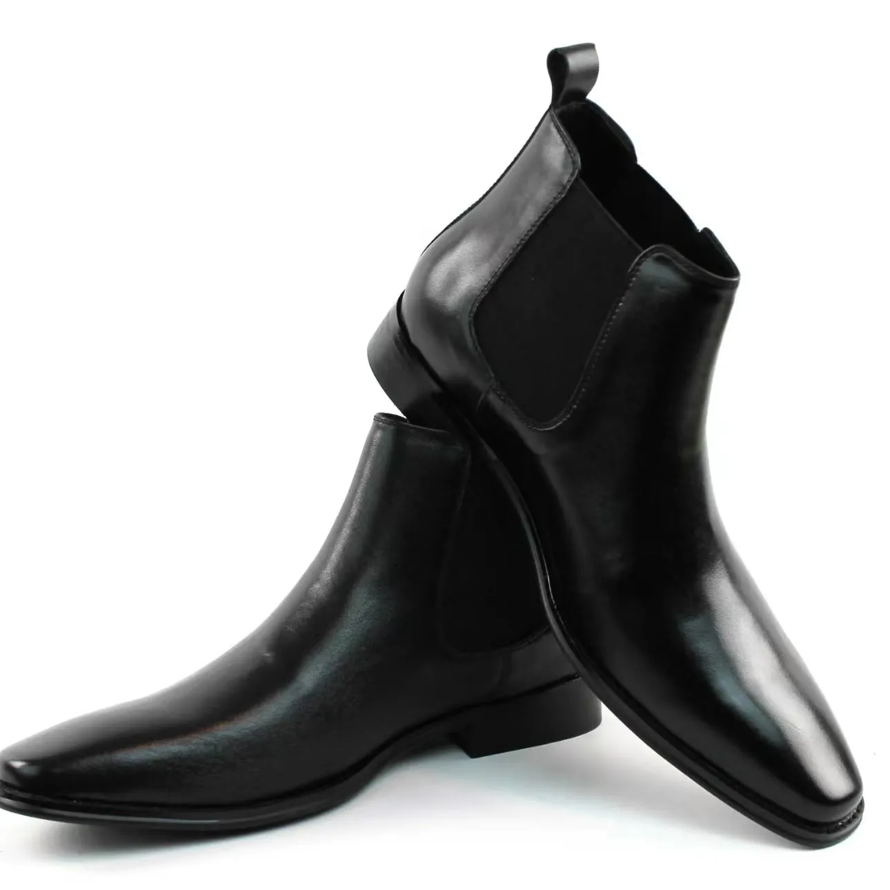 AZARMAN Men's Real Leather Black Chelsea Boots