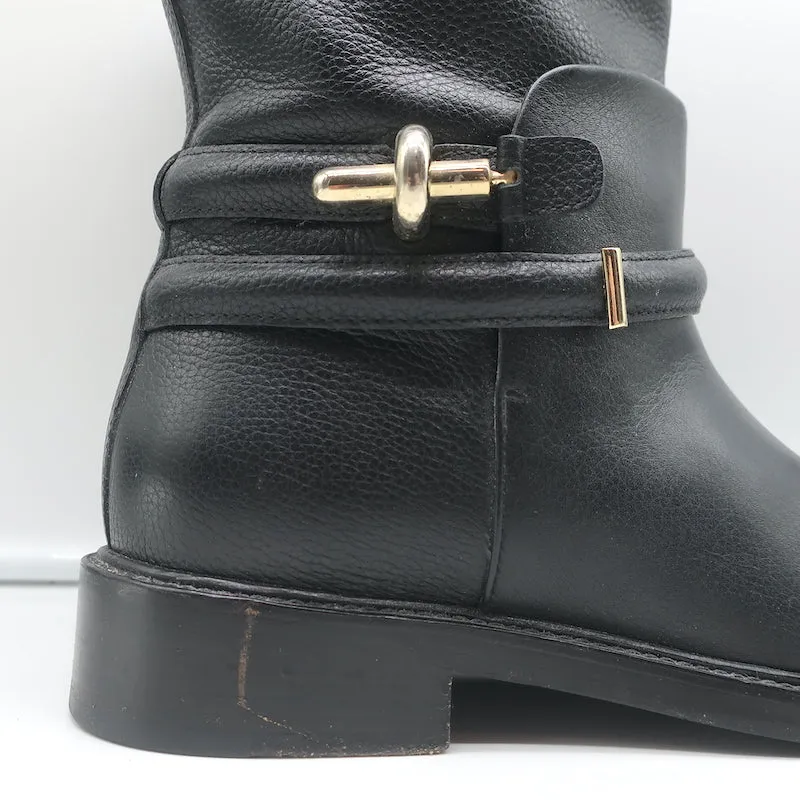 Balenciaga Ankle Strap Biker Boots Black Leather Size 37.5