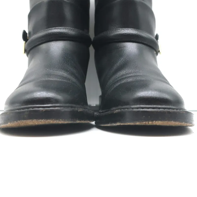 Balenciaga Ankle Strap Biker Boots Black Leather Size 37.5