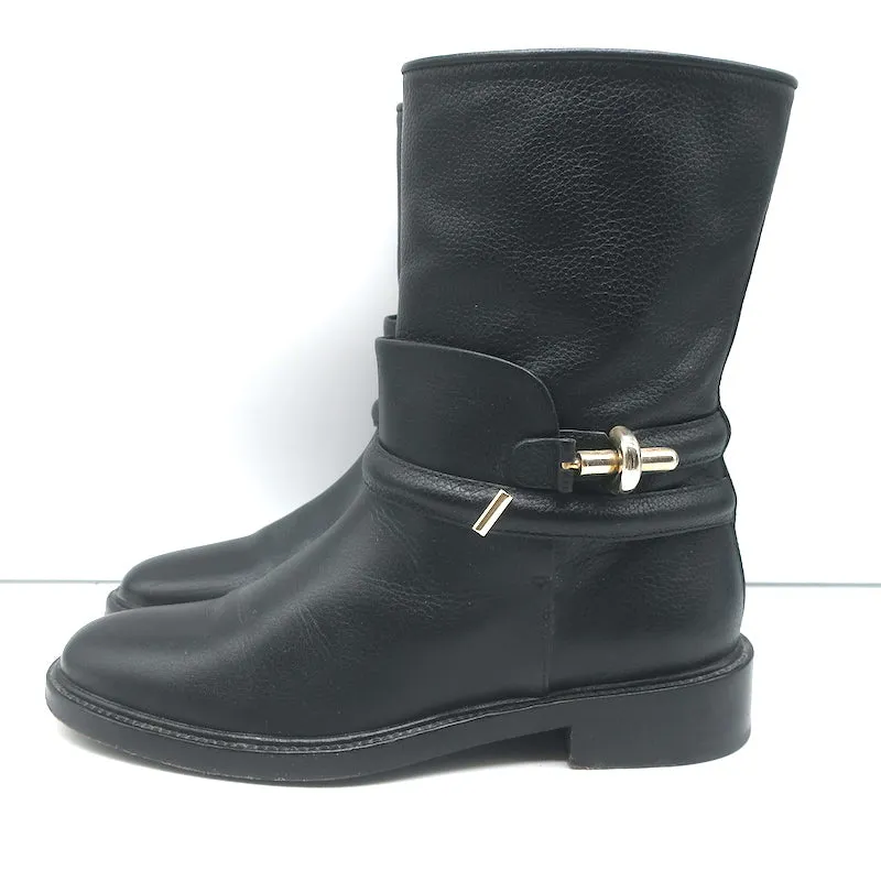 Balenciaga Ankle Strap Biker Boots Black Leather Size 37.5