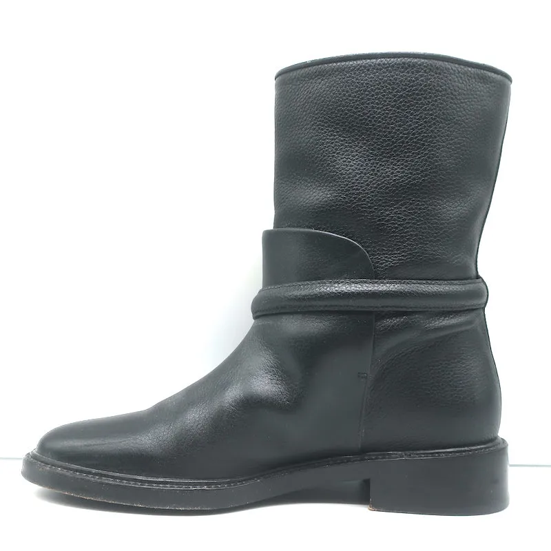 Balenciaga Ankle Strap Biker Boots Black Leather Size 37.5