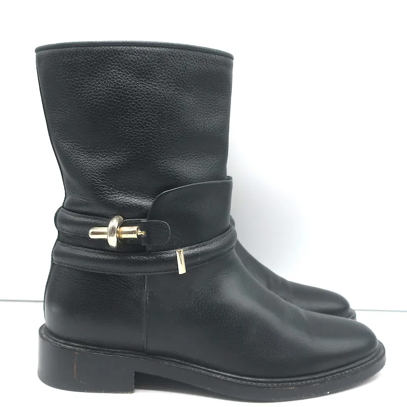 Balenciaga Ankle Strap Biker Boots Black Leather Size 37.5