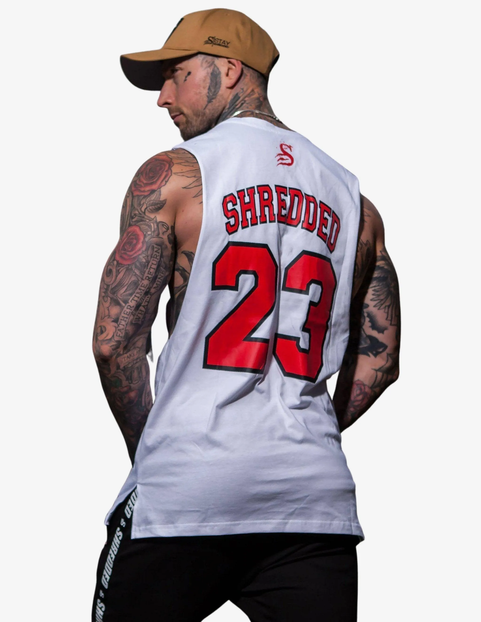 BALLER- Basketball Muscle Tank top - White