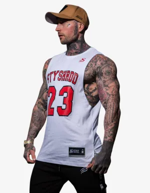 BALLER- Basketball Muscle Tank top - White