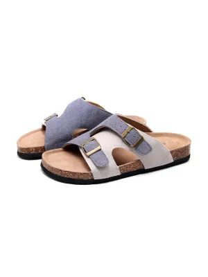 Beige Grey Criss Cross Wrap Suede Sandals