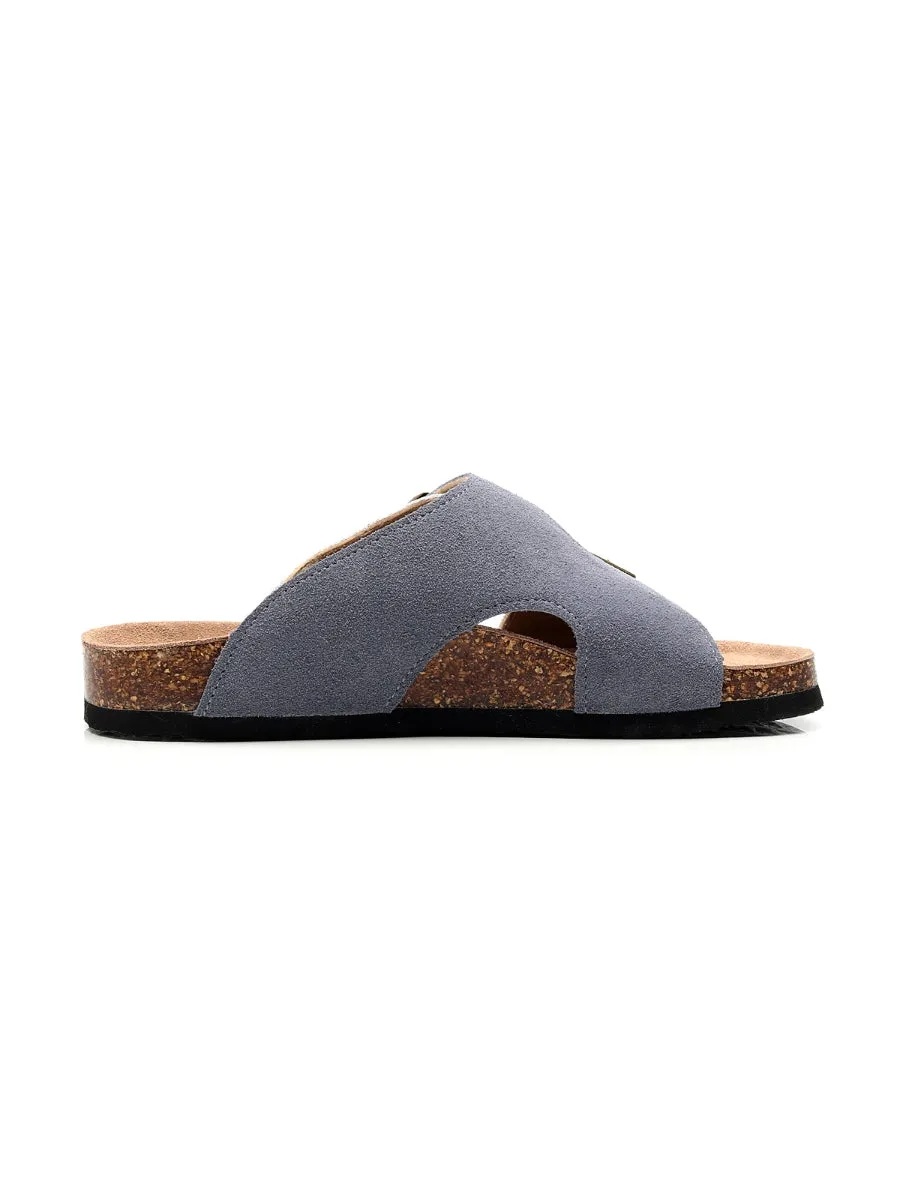 Beige Grey Criss Cross Wrap Suede Sandals