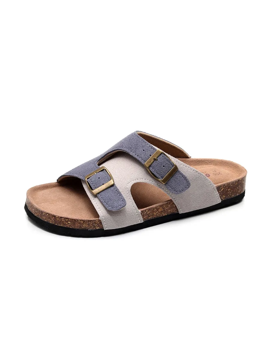 Beige Grey Criss Cross Wrap Suede Sandals