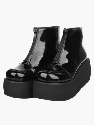 Black Lolita BootiesPlatform Black PU Lolita Ankle Boots