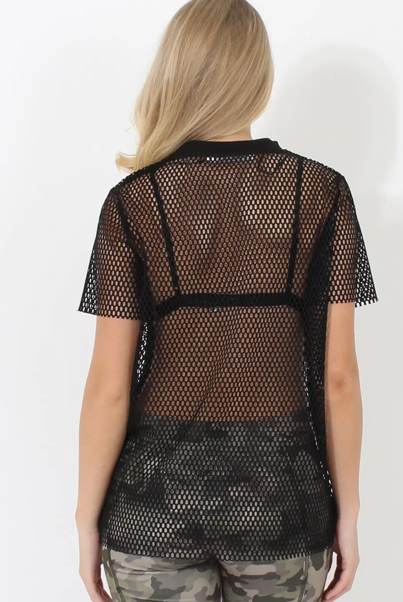 Black Mesh Top - Piper
