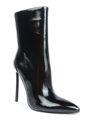 Black Size 10 Mercury Patent High Heeled Ankle Boot