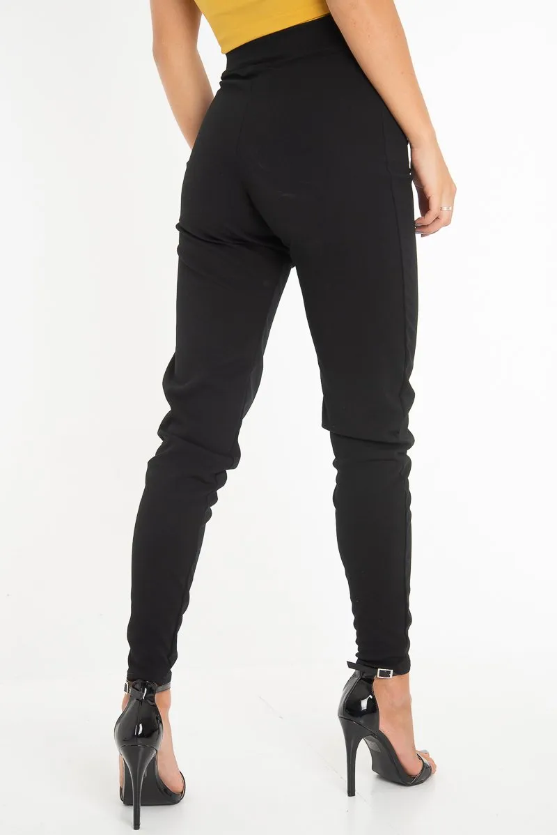 Black Tie Front Crepe Cigarette Trousers - Ryanne