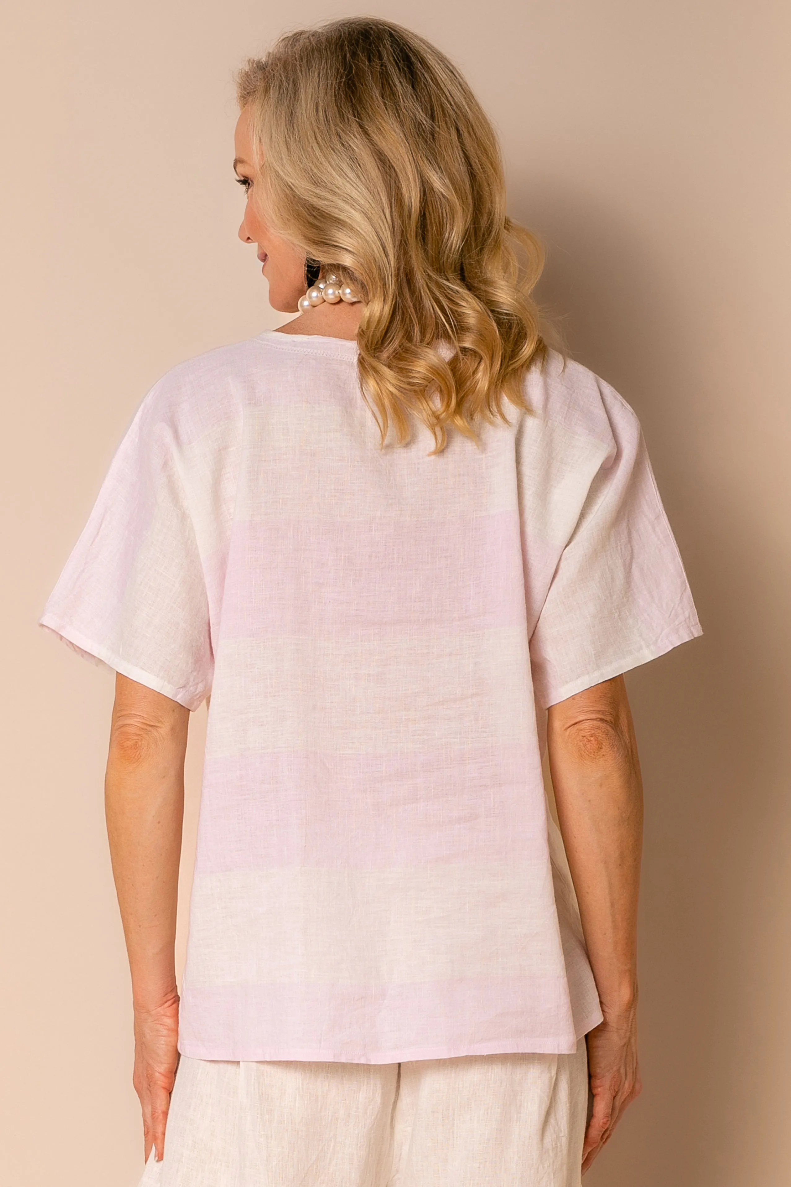 Bonnie Linen Blend Top in Blush