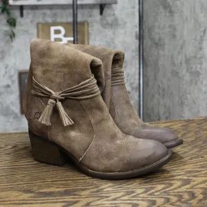 Born Womens Quinn Tassel Leather Mid-Calf Boots Taupe Distressed Brown 7M