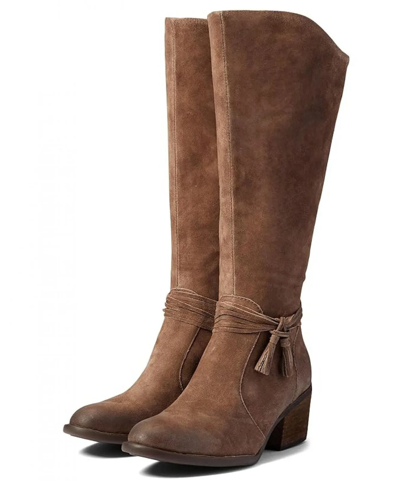 Born Womens Quinn Tassel Leather Mid-Calf Boots Taupe Distressed Brown 7M