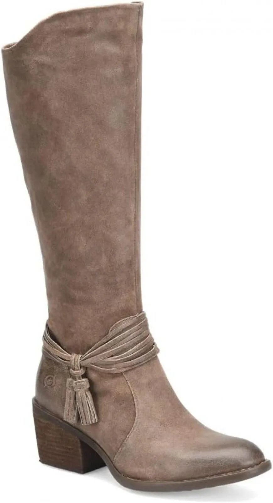 Born Womens Quinn Tassel Leather Mid-Calf Boots Taupe Distressed Brown 7M