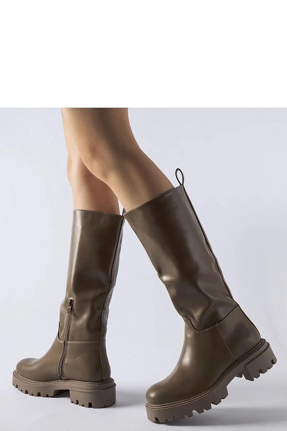 Brown insulated flat knee high boots