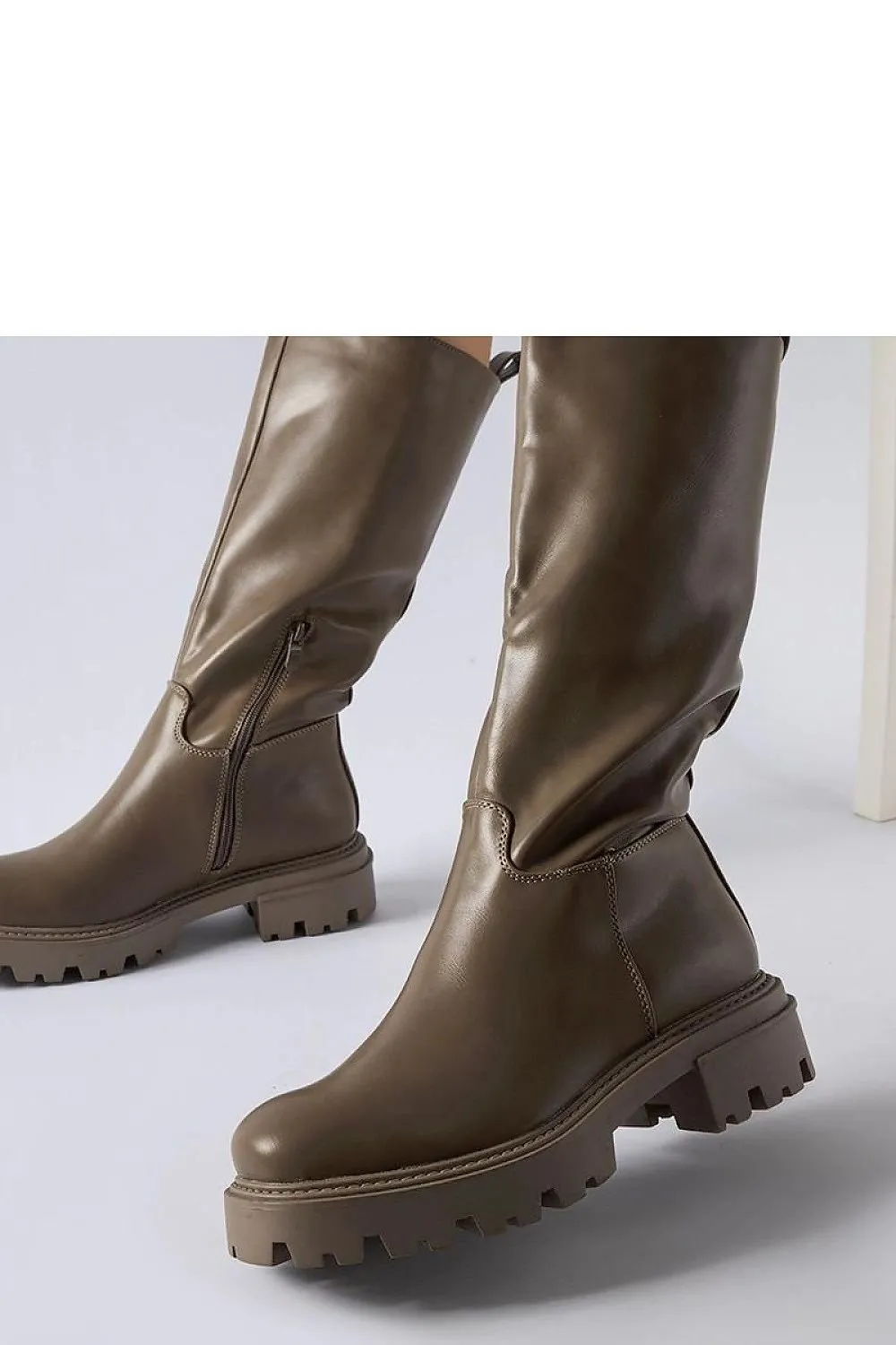 Brown insulated flat knee high boots