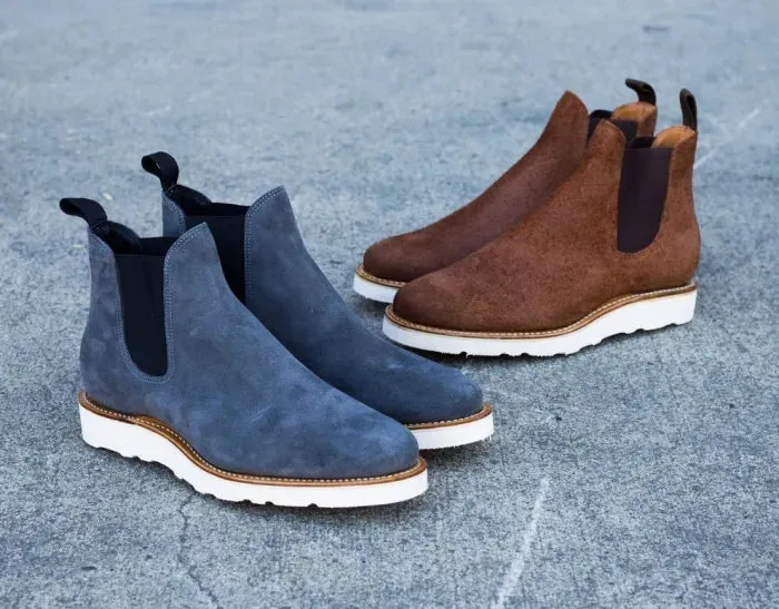 Brown Suede Leather Slip-On Chelsea Boots Sneakers Sole - Boots