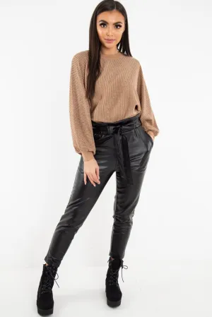 Camel Glitter Stripe Batwing Jumper - Bowyn