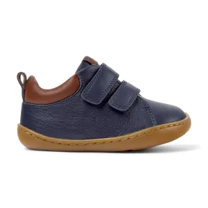 Camper Peu - Navy Leather Double Velcro First Walker