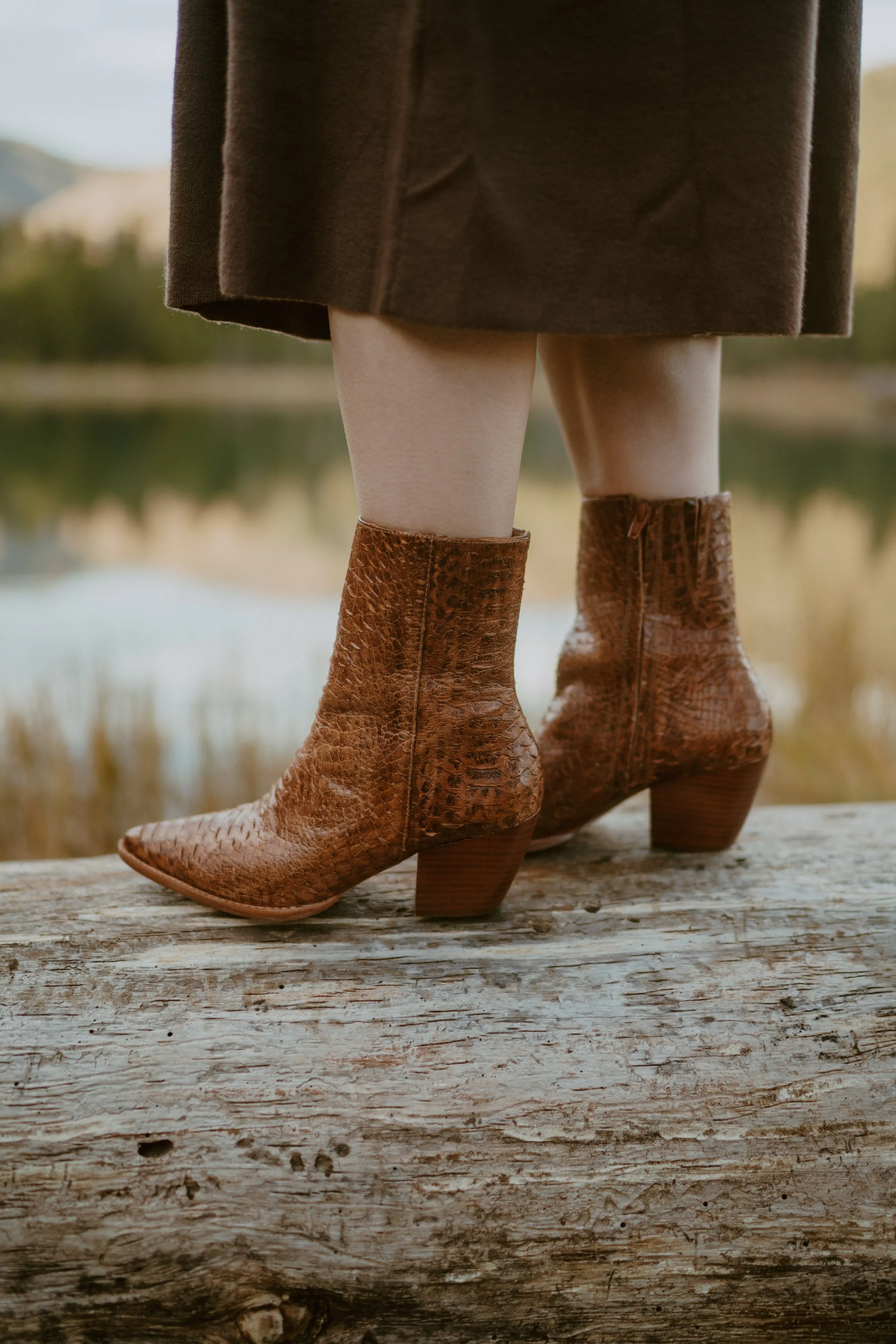 Caty Boot | Cognac Snake