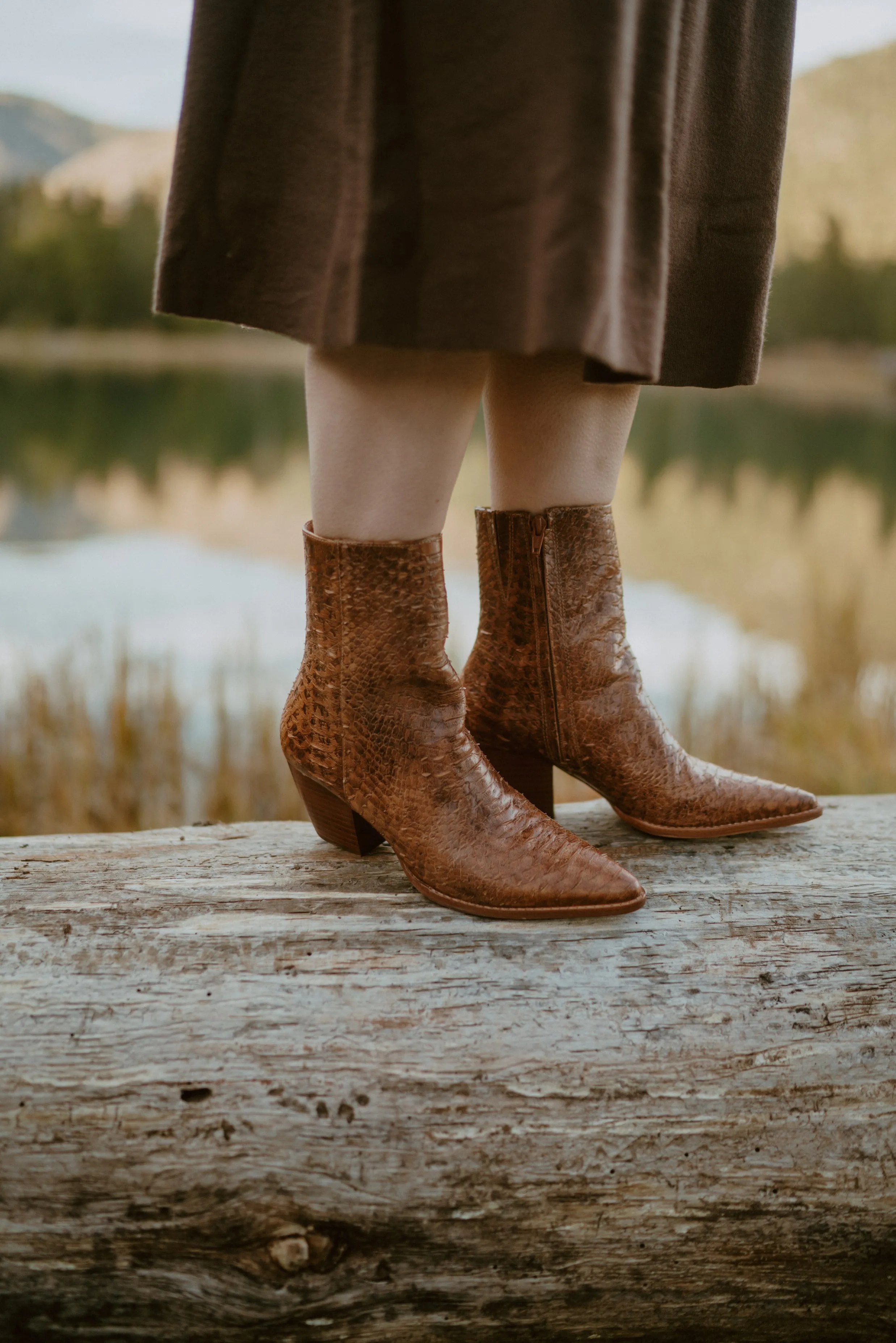 Caty Boot | Cognac Snake