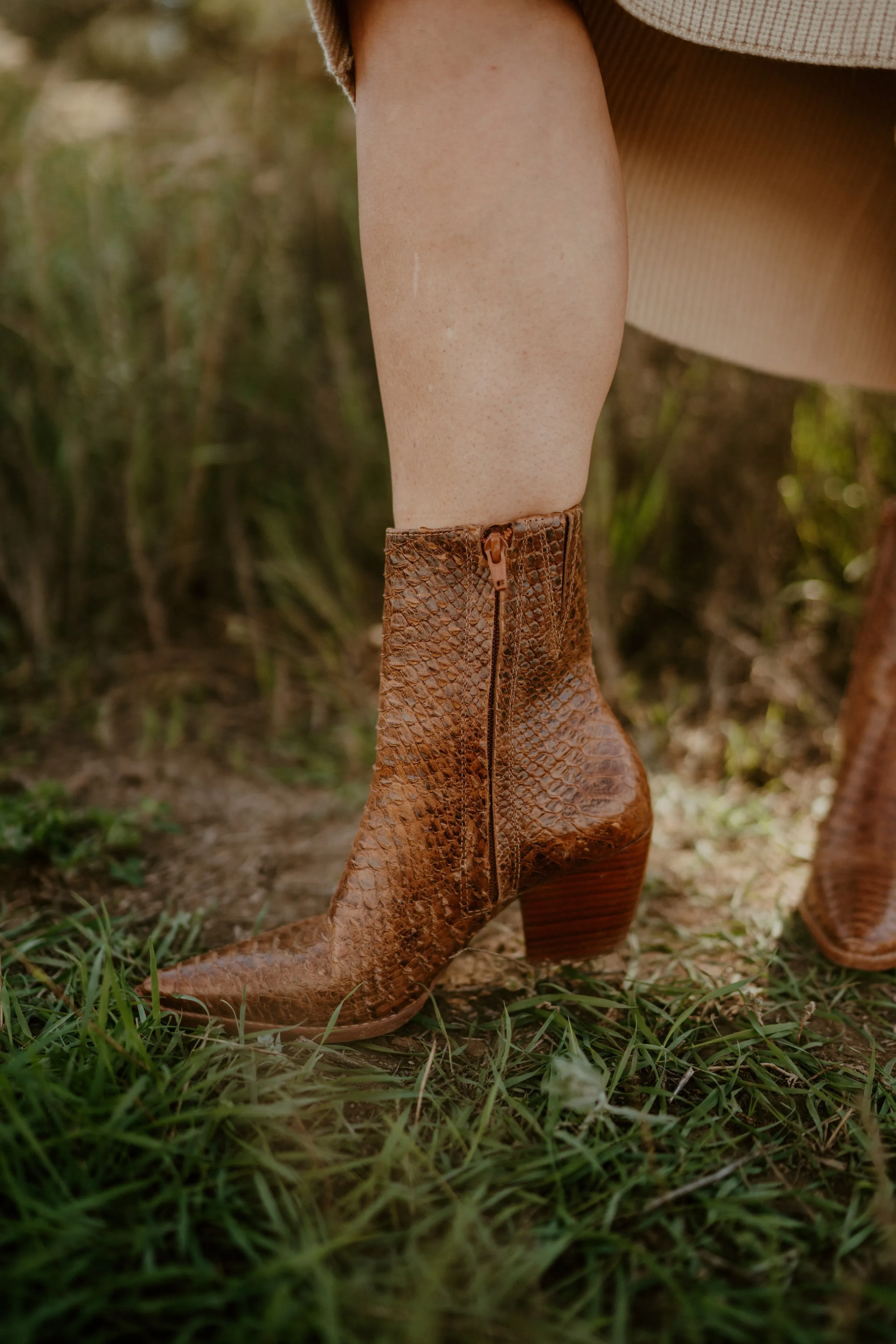 Caty Boot | Cognac Snake
