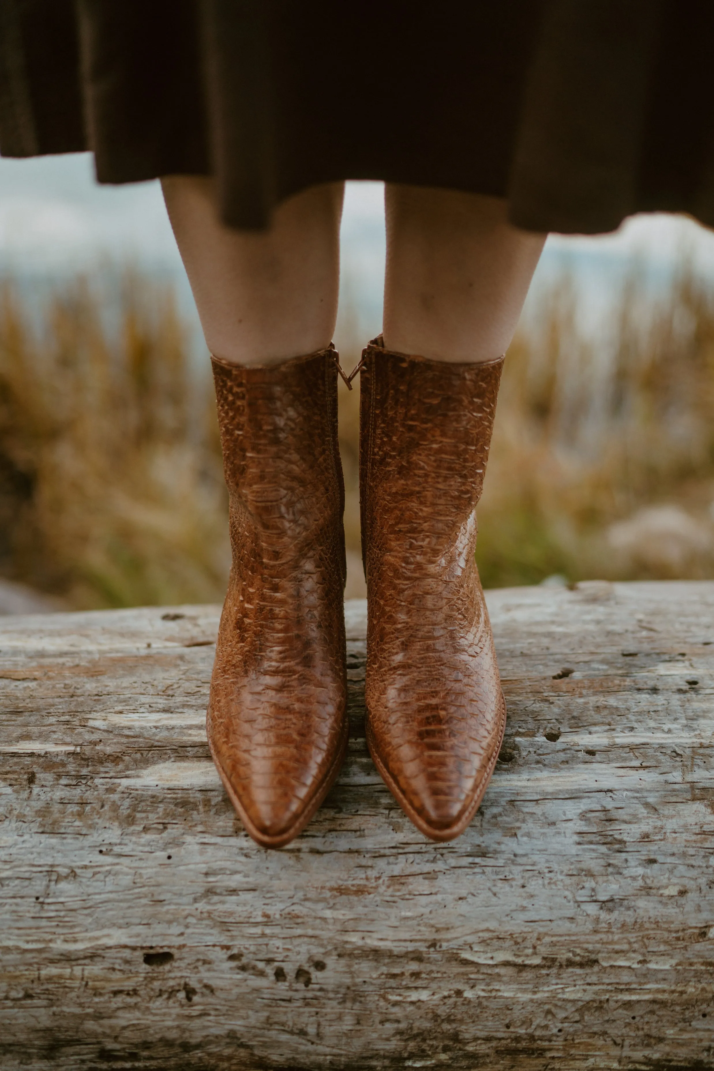 Caty Boot | Cognac Snake