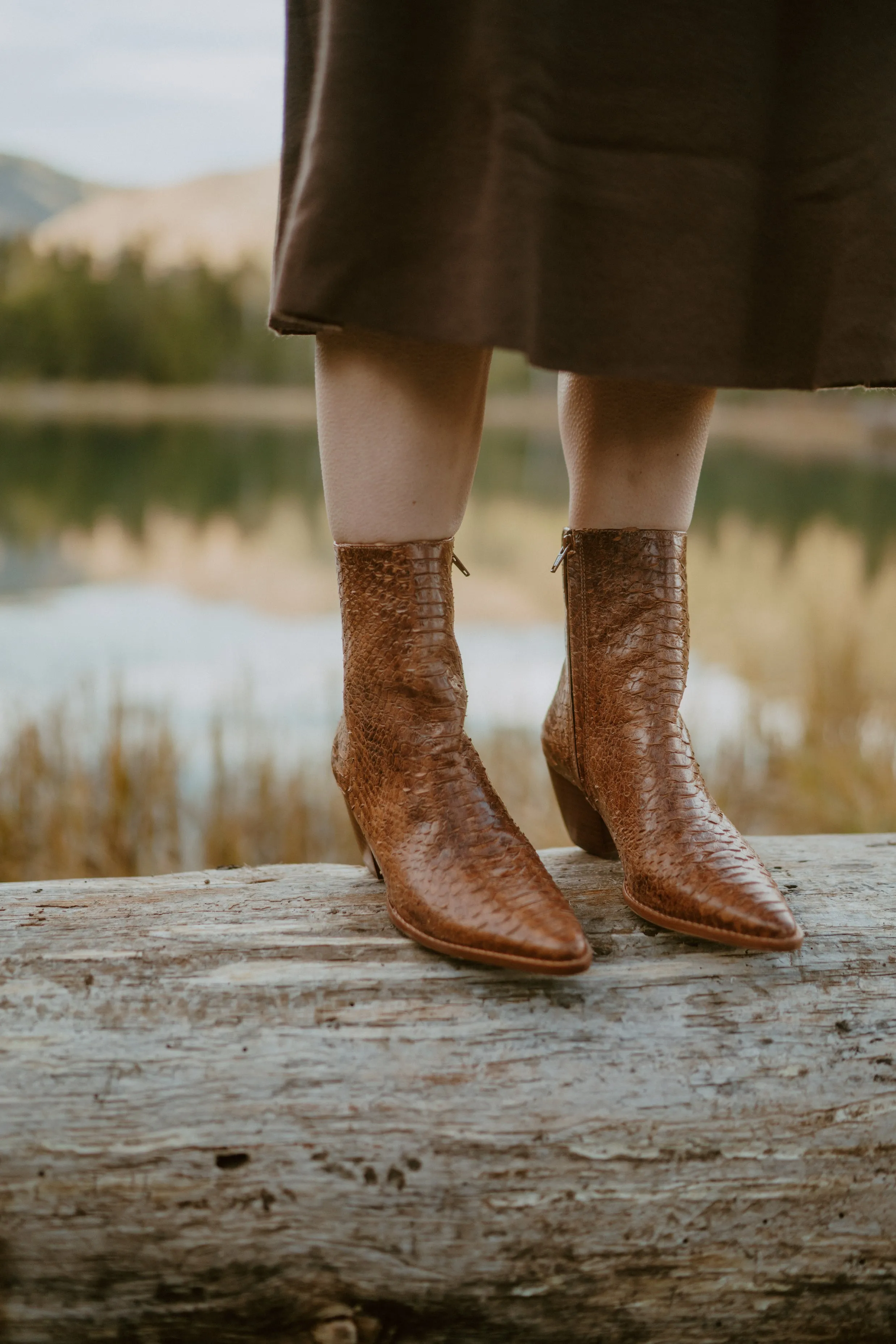 Caty Boot | Cognac Snake