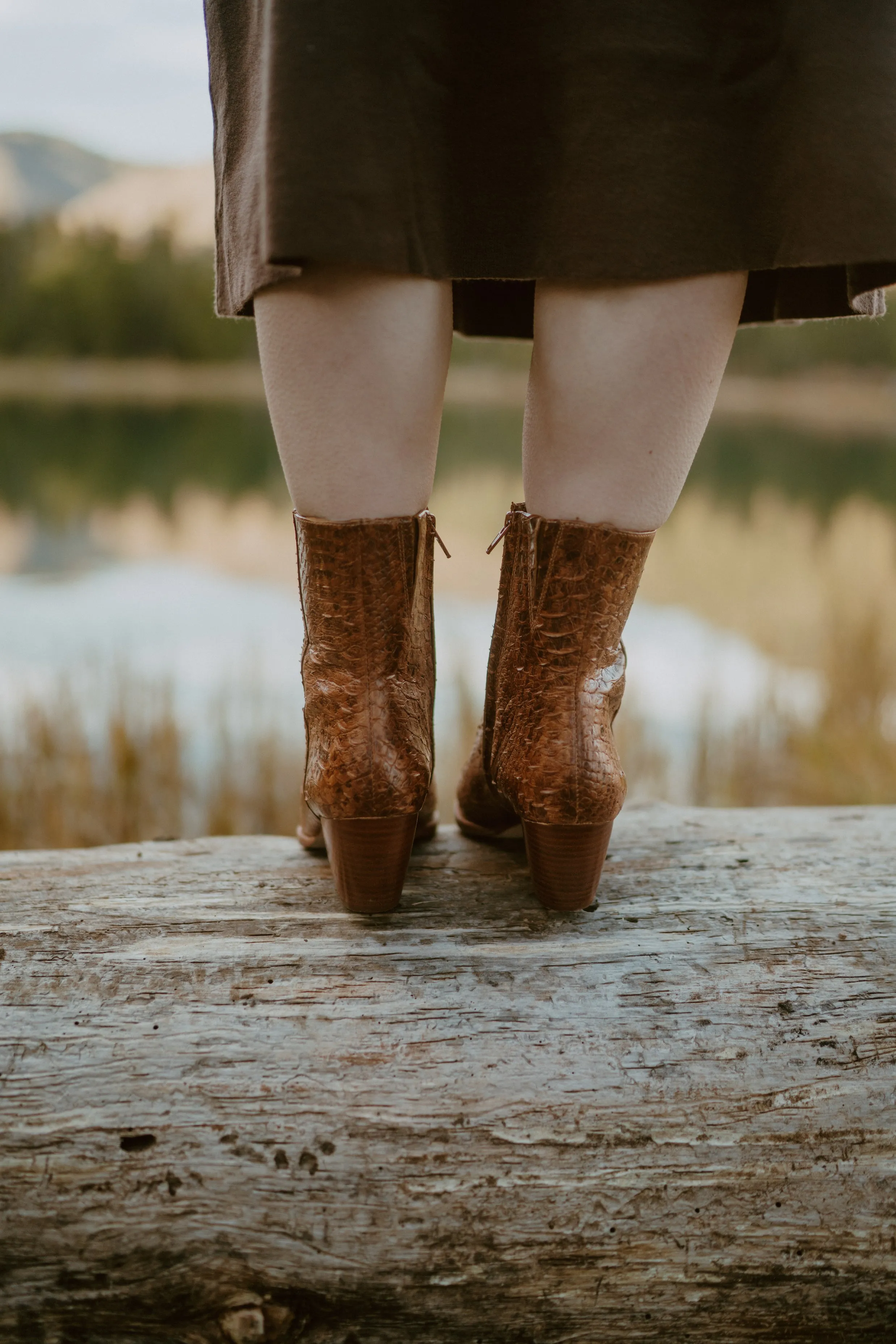 Caty Boot | Cognac Snake