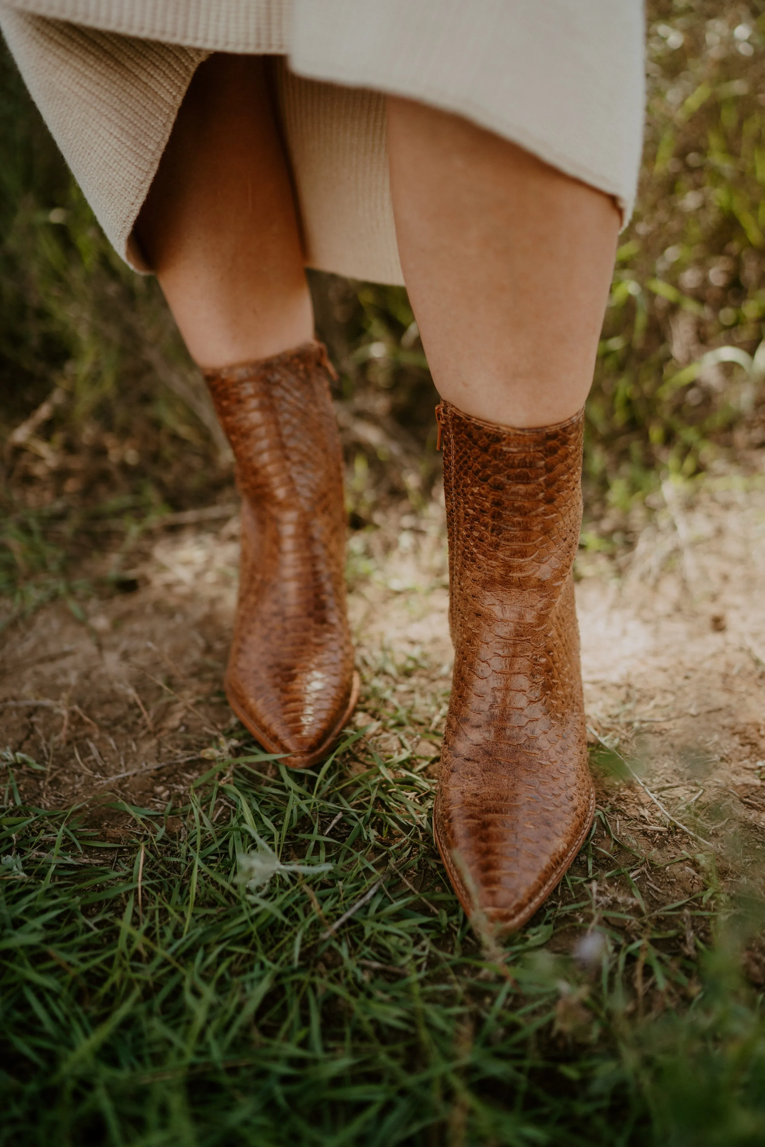 Caty Boot | Cognac Snake