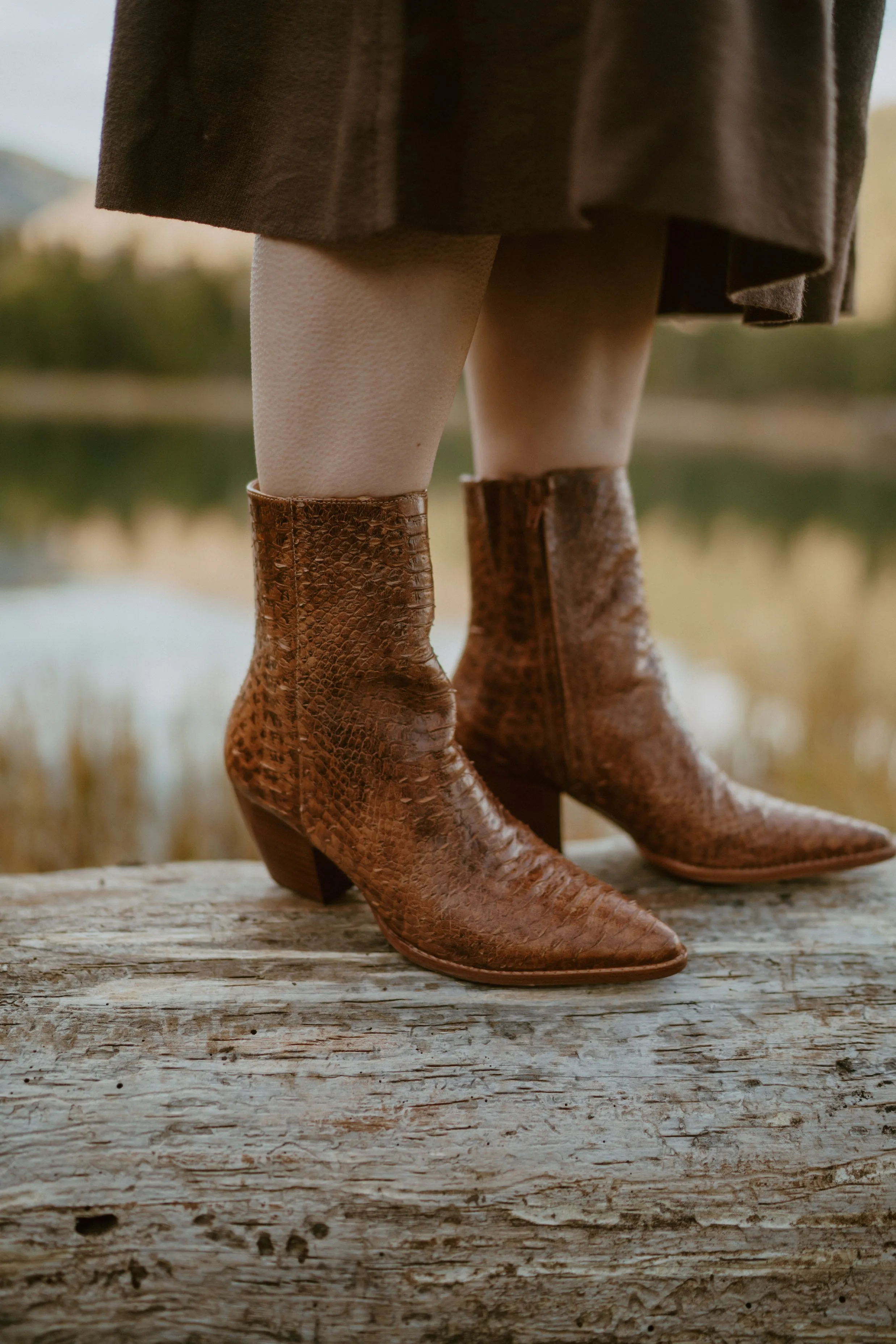 Caty Boot | Cognac Snake