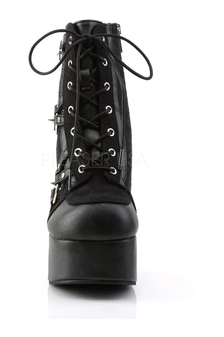 CHARADE-100 Demonia Ankle Boot | Black Fabric