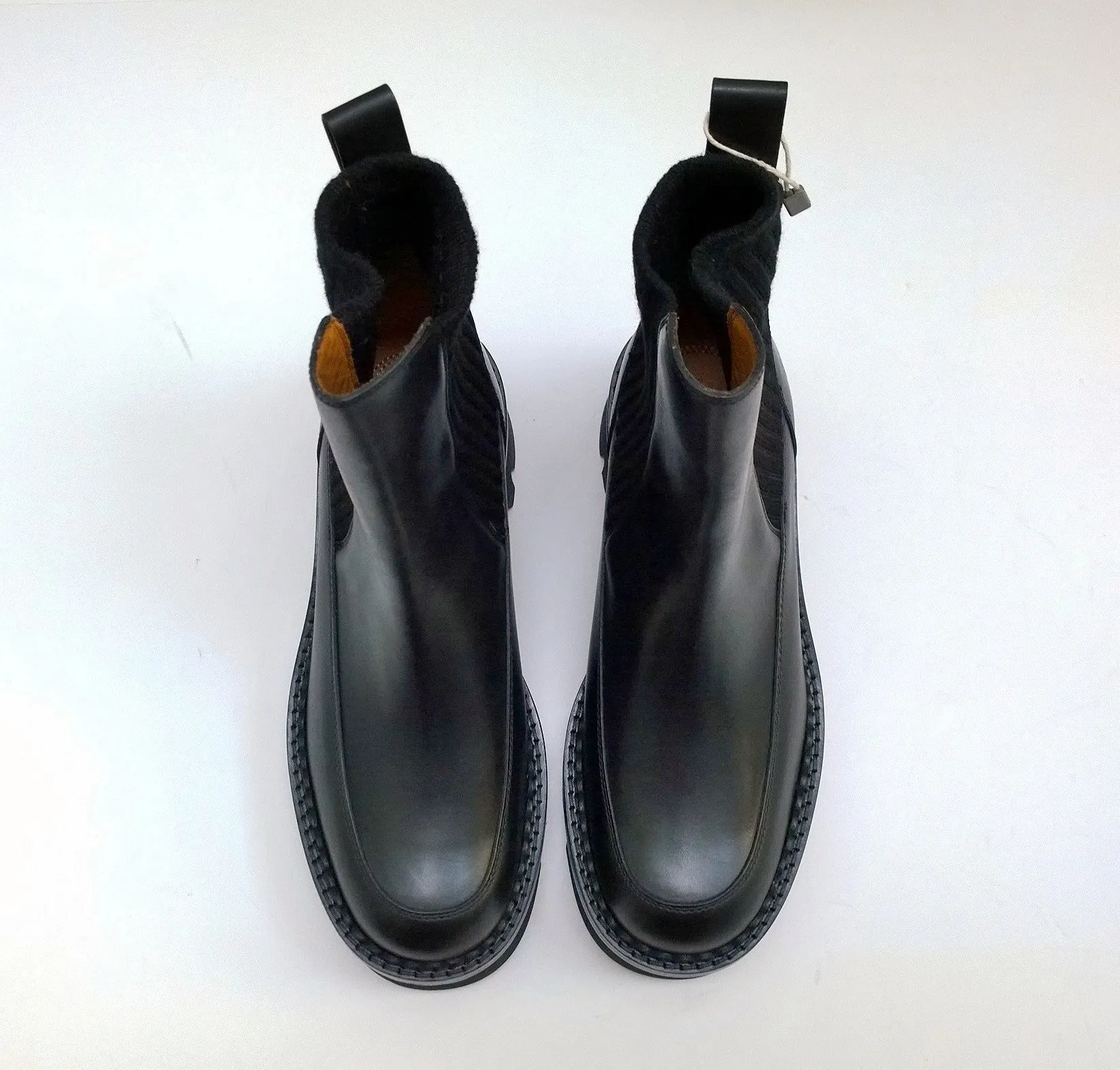 Chloé Owena Black Ankle Platform Boots with Elastic Sides