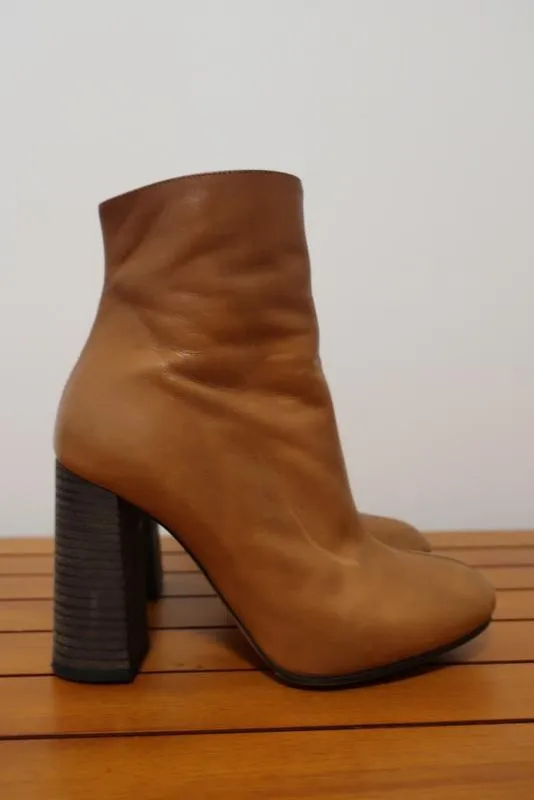 Chloe Ankle Boots Tan Leather Size 36.5 High Heel