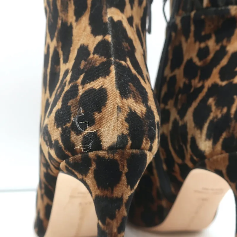 Chloe Gosselin Maud Ankle Boots Leopard Print Velvet Size 38.5 NEW