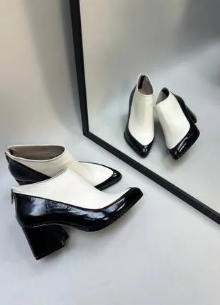Color block Italian leather ankle boots