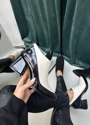 Color block Italian leather ankle boots