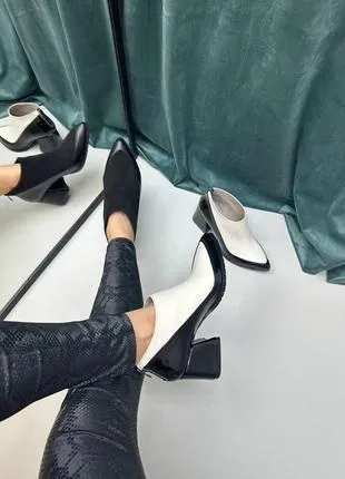 Color block Italian leather ankle boots
