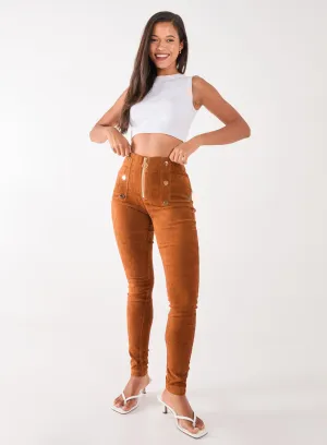 Corduroy Zip Front Button Trousers