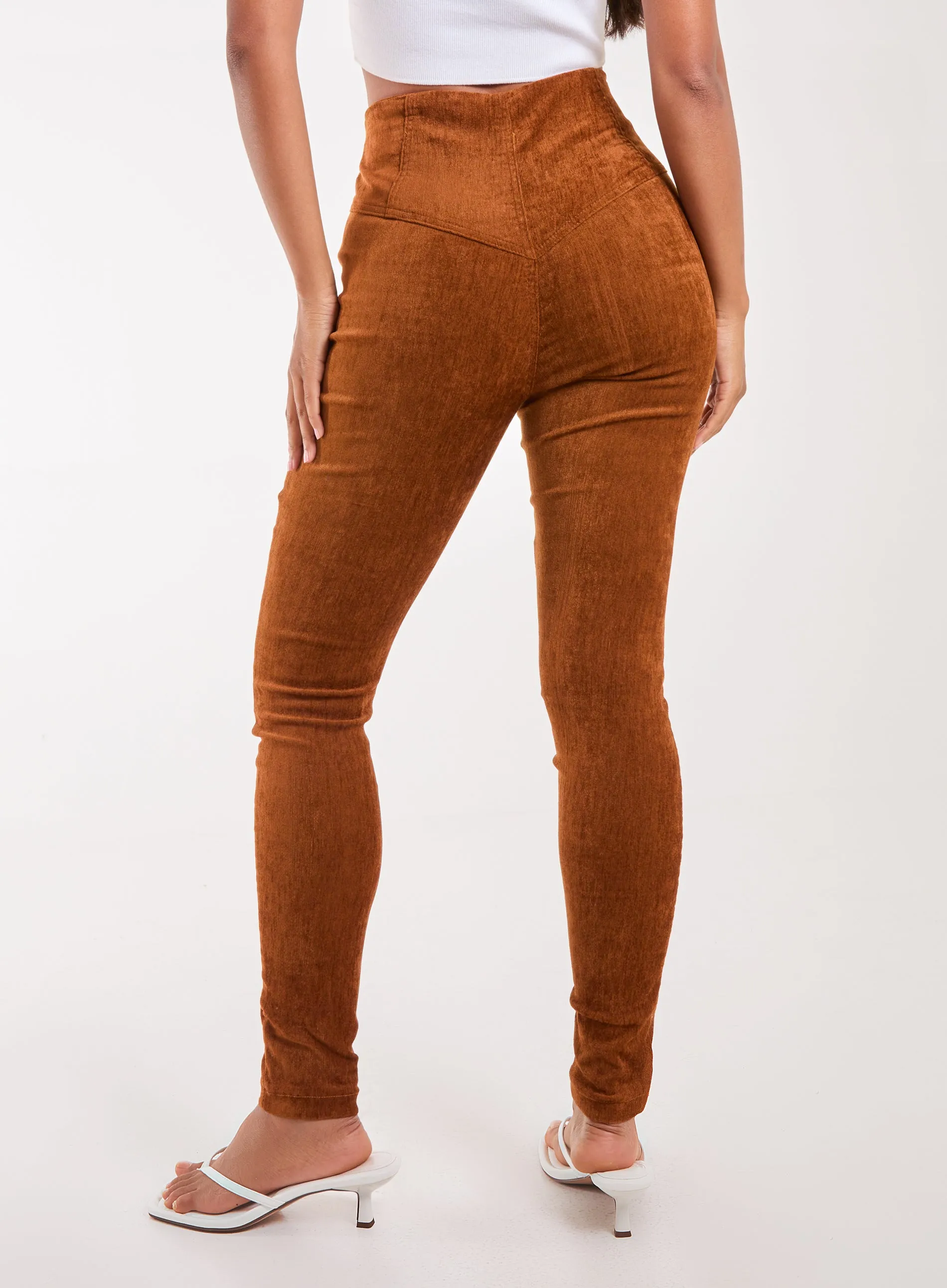 Corduroy Zip Front Button Trousers
