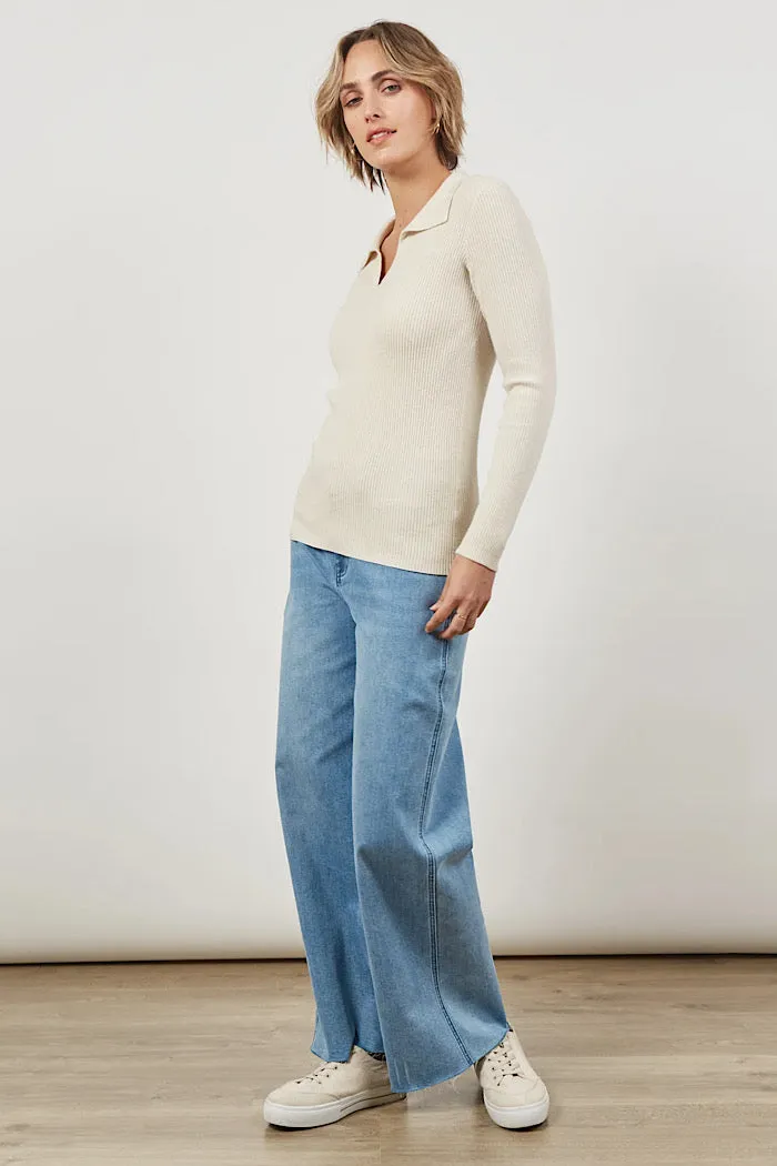 COSMO KNIT TOP - CREME